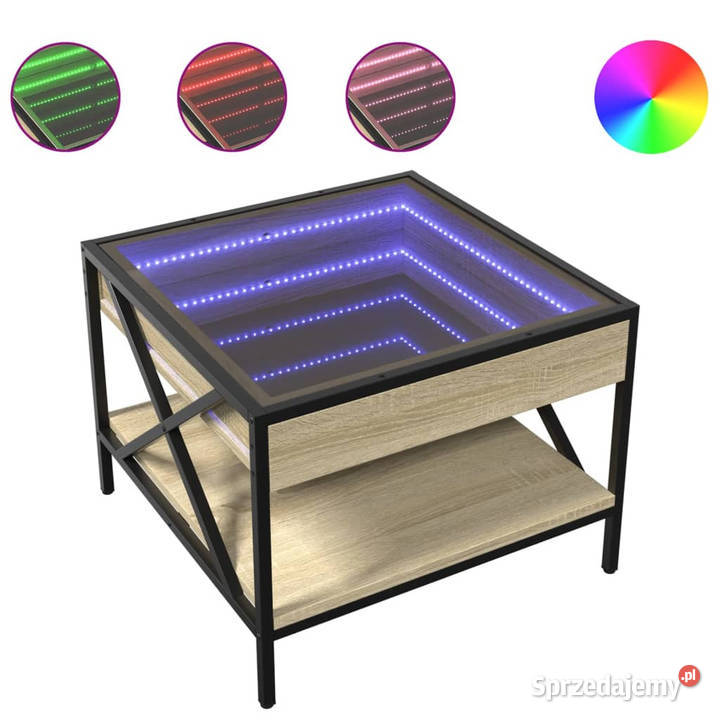 Stolik kawowy z LED Infinity dąb sonoma 50x50x38 Warszawa sprzedam