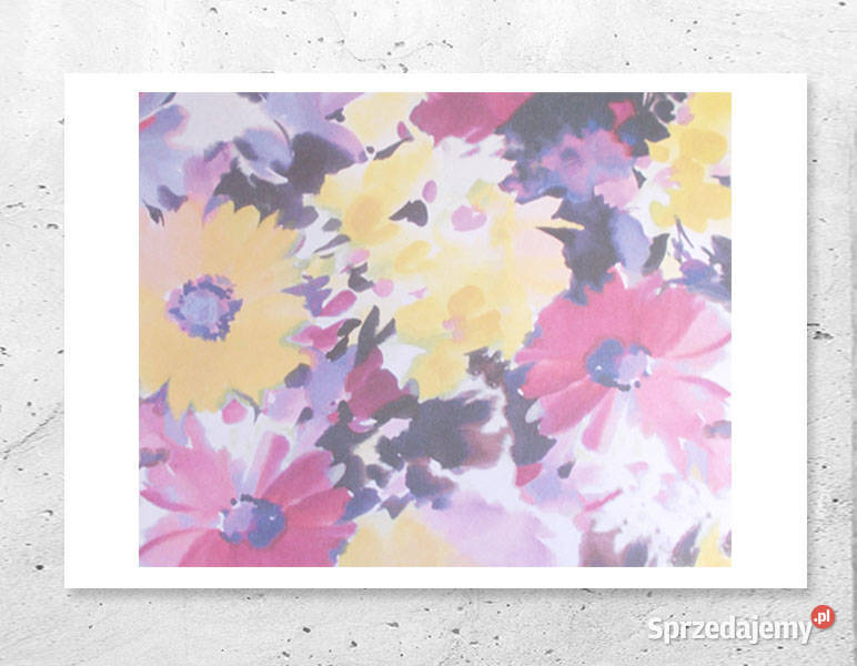 pastelowy plakat z kwiatami kwiatki plakat A4 wielokolorowy