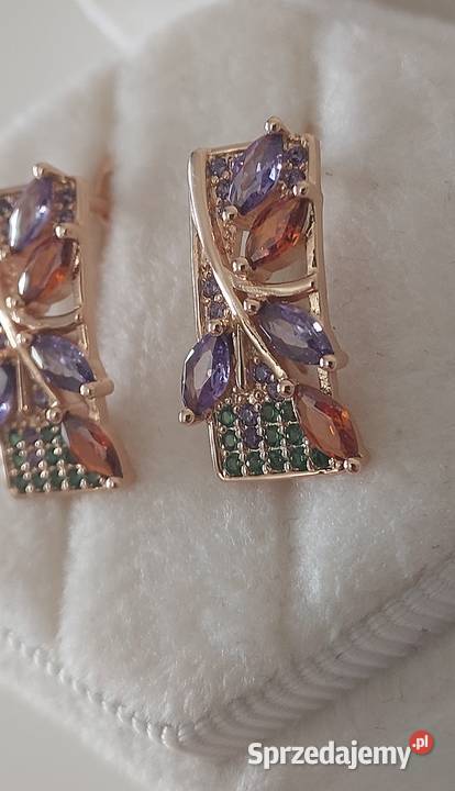 Kolczyki kolorowe Różowe Złoto 585 Gliwice
