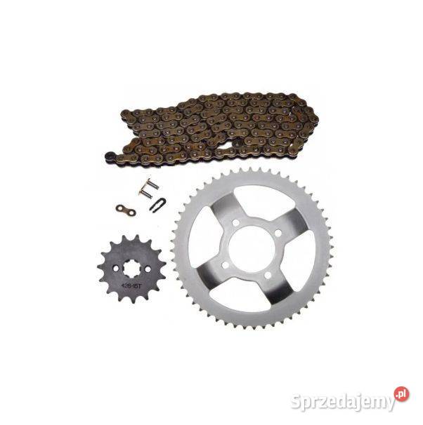 Zestaw napędowy zębatki łańcuch złoty Romet Golina Wielka