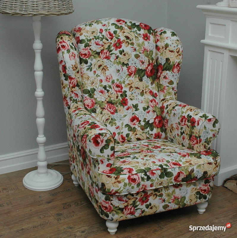 UROCZY FOTEL W RÓŻE USZAK PROWANSJA SHABBY CHIC sprzedam