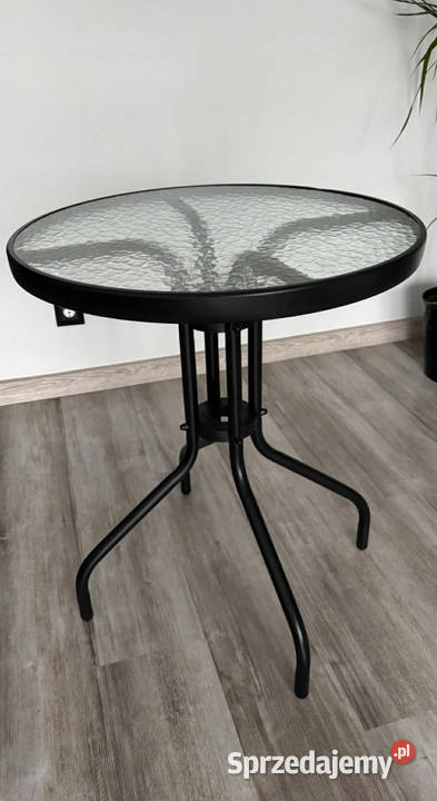 Stolik ogrodowy okrągły szklany 60 antracyt