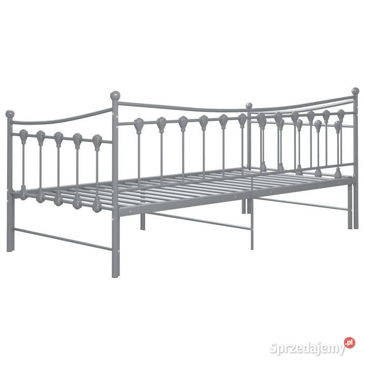 Sofa z wysuwaną ramą łóżka szara metalowa 90x200 Warszawa
