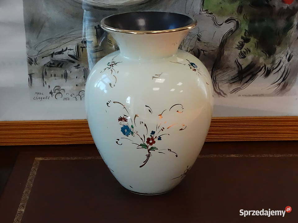 Elegancki wazon ceramiczny vintage retro motyw Biłgoraj