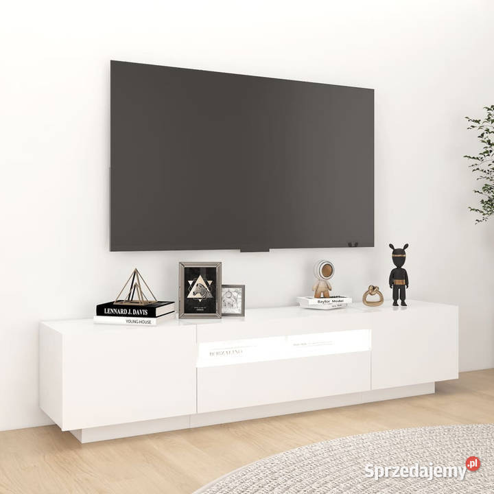 Szafka TV z oświetleniem LED biała 180x35x40