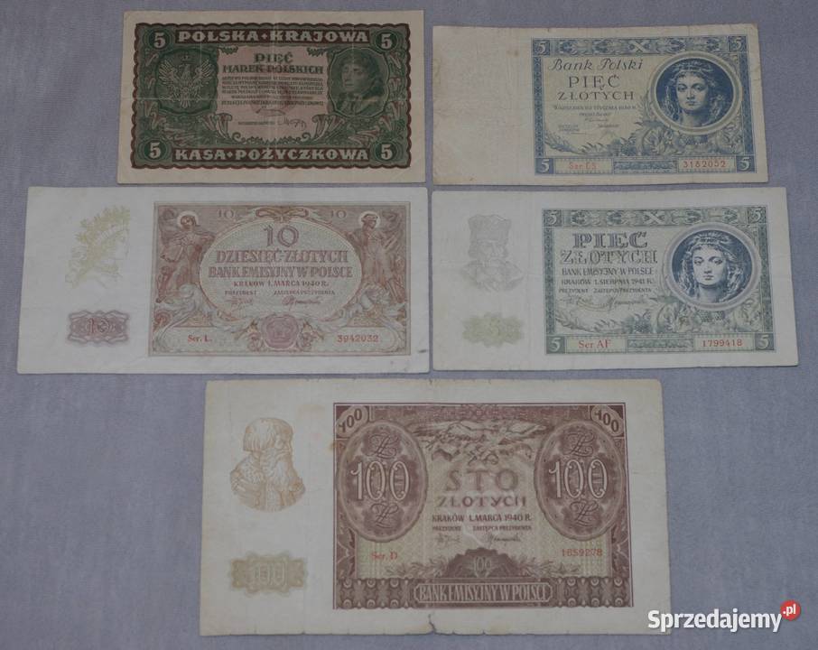 Zestaw banknotów polskich 6 mazowieckie Płock