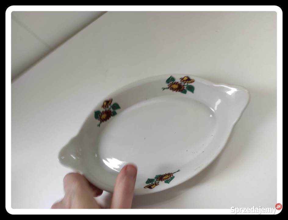 Półmisek w słoneczniki 23 x 13 Lubiana biały mazowieckie Płock sprzedam