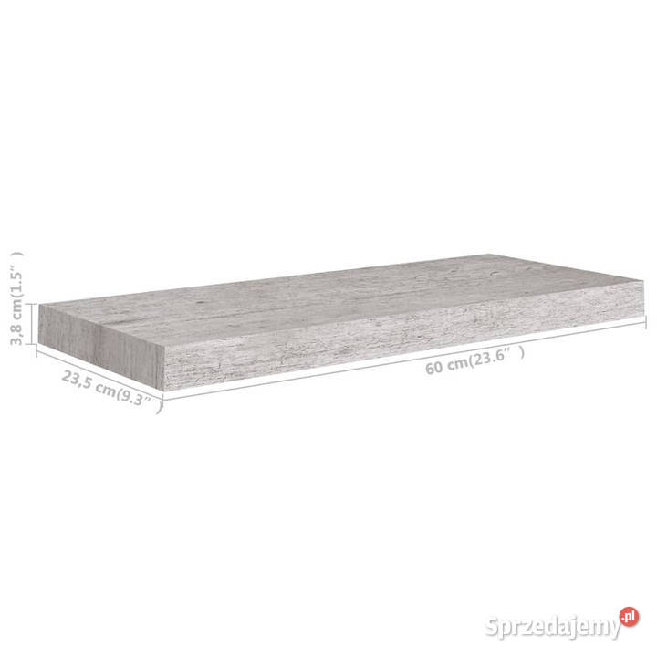 Półki ścienne 4 szarość betonu 60 x 235 x 38 MDF