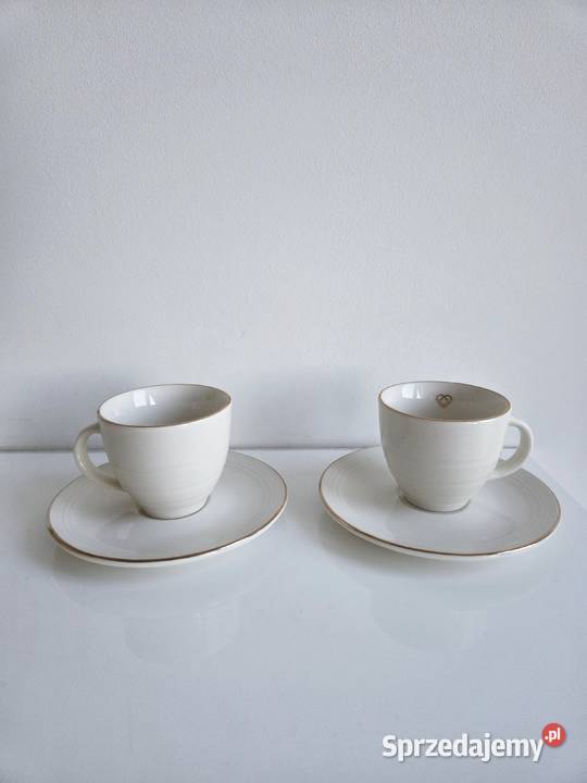 2 białe filiżanaki ze spodkami na espresso biały Liszki