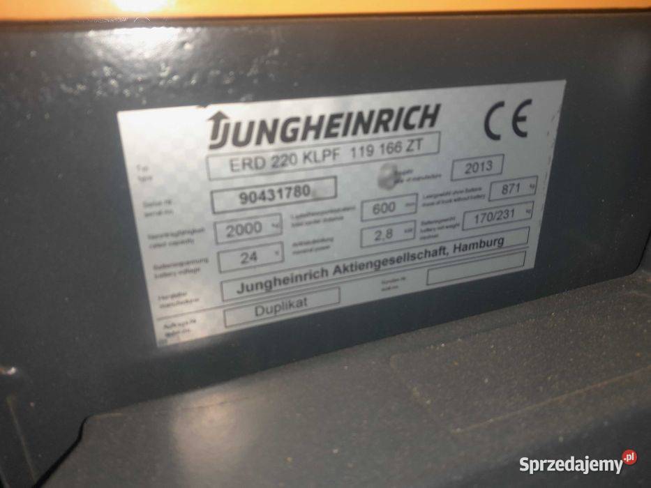 Wózek paletowy jungheinrich erd 220 paleciak Dmosin