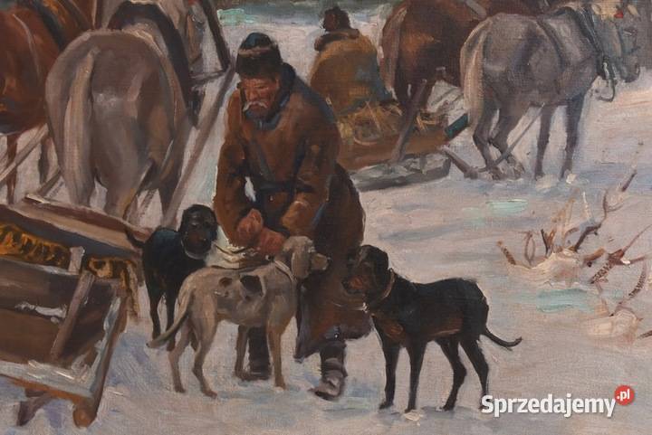 I ZYGMUNTOWICZ Wyprawa Na Polowanie Zima Stary Kraków