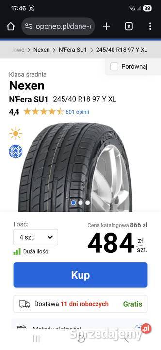 Opony Nexen nfera Sport 245 40 R18 2024 letnie lato śląskie Zawiercie