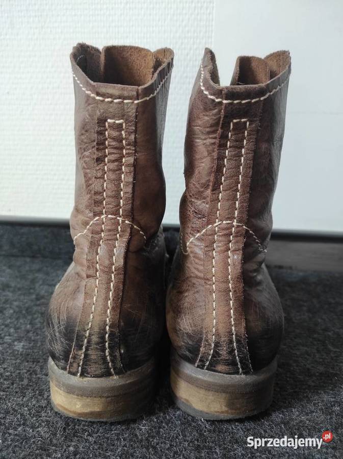 Skórzane buty wiązane brązowe wkładka 255