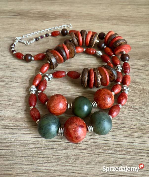 Naszyjnik z korala w stylu BOHO 74 rękodzieło Legnica