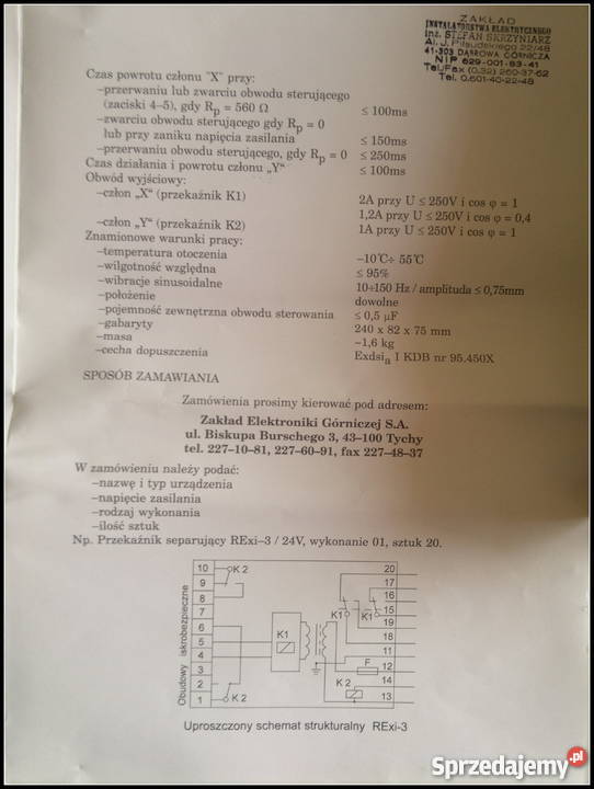 Przekaźnik separujący obwody iskro i