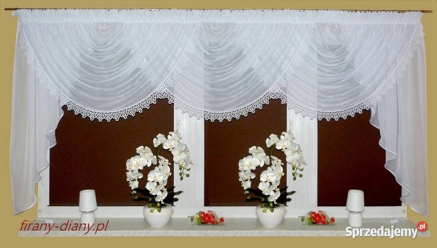Firana zakładana z szarfami szycie firan firany biały Wrocław sprzedam