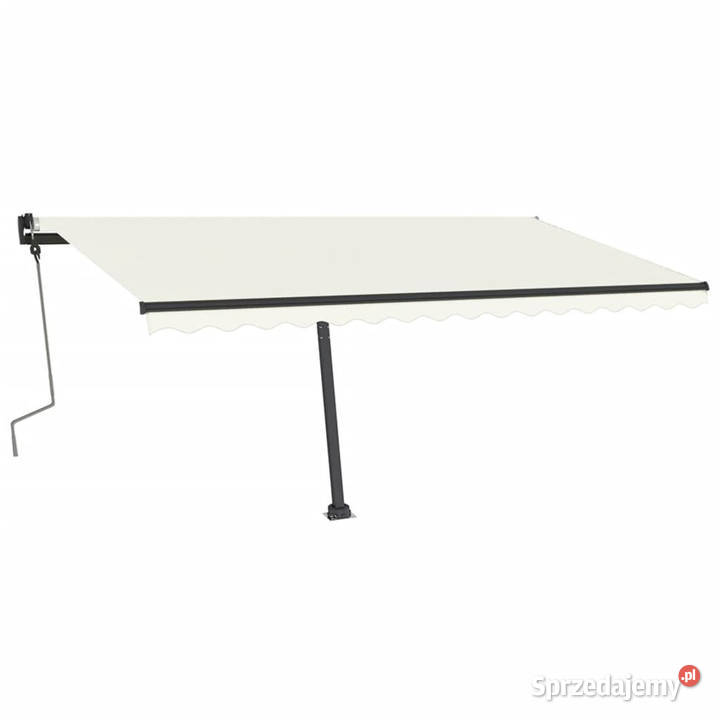 Ręcznie zwijana markiza z LED 400 x 350 kremowa