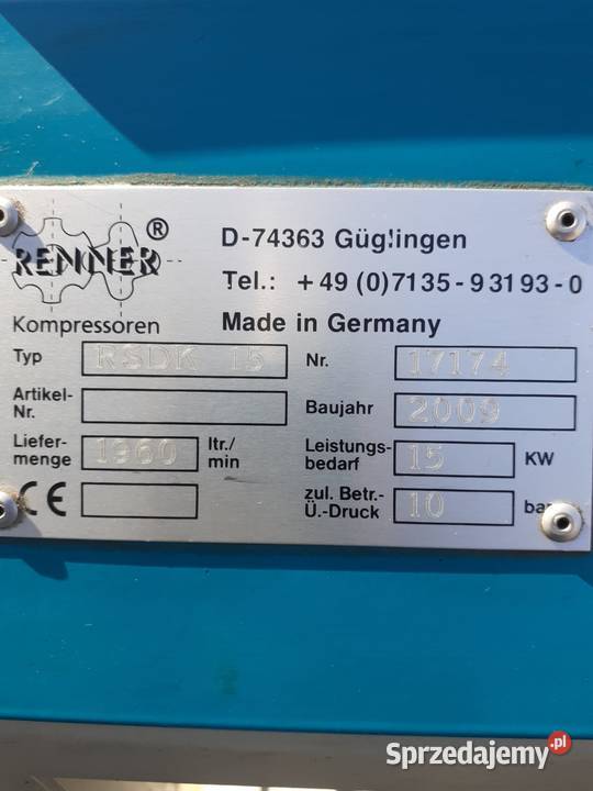 Sprężarka RENNER RSDK 15 15KW S011166 opolskie Wilków