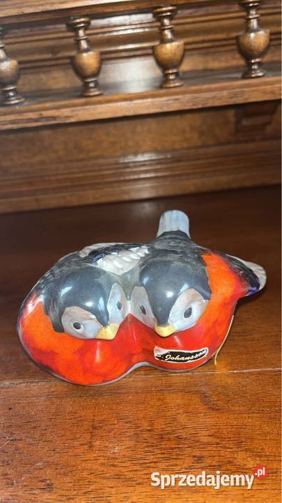 Ceramiczna figurka dwa gile sygnowana Johansson Gdańsk