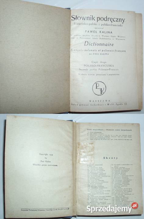 Paweł Kalina Słownik podręczny francuskopolski i Warszawa sprzedam