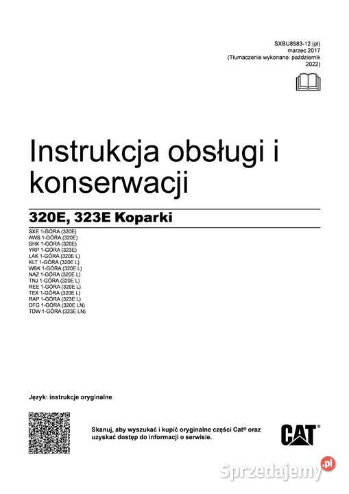 CATERPILLAR 320E 323E koparka gąsienicowa DTR Kraków