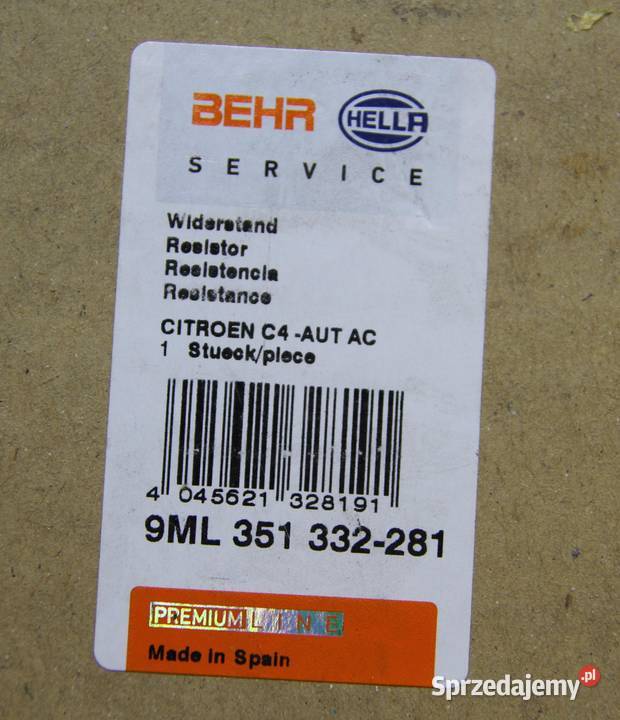 OPORNIK DMUCHAWY BEHR C4 307 9ML351332281 Wiązowna