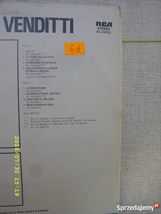 Pop LP ANTONELLO VENDITTICROMACHE Wołów sprzedam