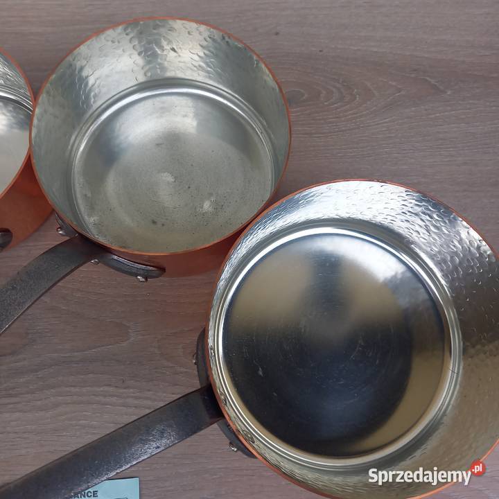 Miedziany garnek miedziane rondle 5 sygnowane Warszawa