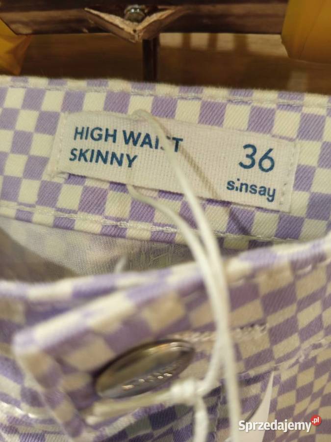 Spodnie damskie rurkiskinny w fioletowobiałą lubelskie