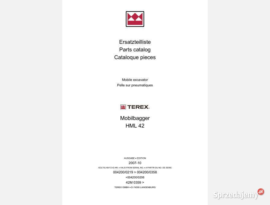 Terex Schaeff HML42 instrukcja obsługi katalog Kielce