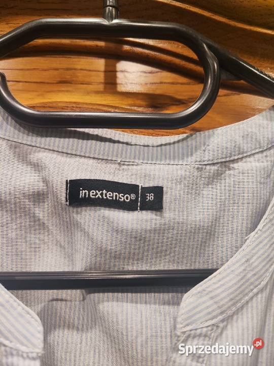 Koszulowa bluzeczka w drobne białobłękitne paski Rozmiar 38(M) Piaseczno