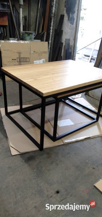Stolik kawowy nowoczesny loft dębowy blat wielkopolskie Poznań sprzedam