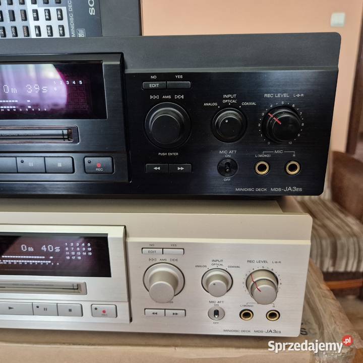 Czarny srebrny Sony minidisc MDSJA3 ES mini disc Mikstat