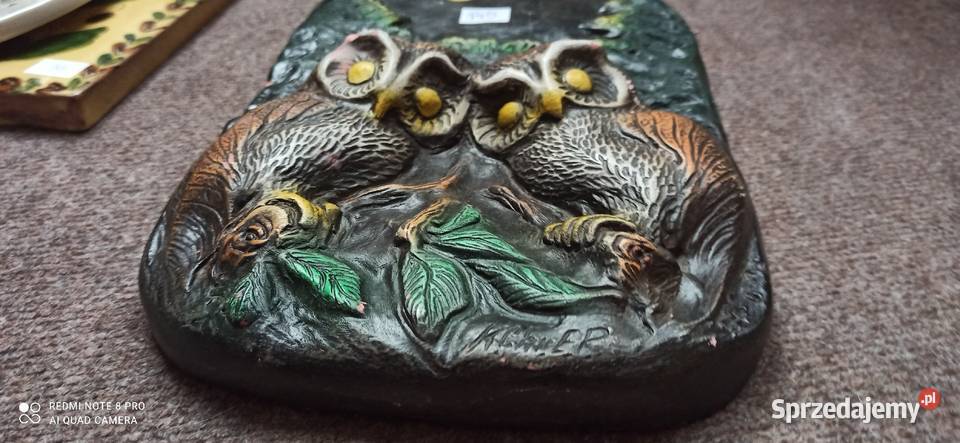 Kafel ceramiczny z 2 sowami Syg R Ch C D Porcelana i szkło pomorskie