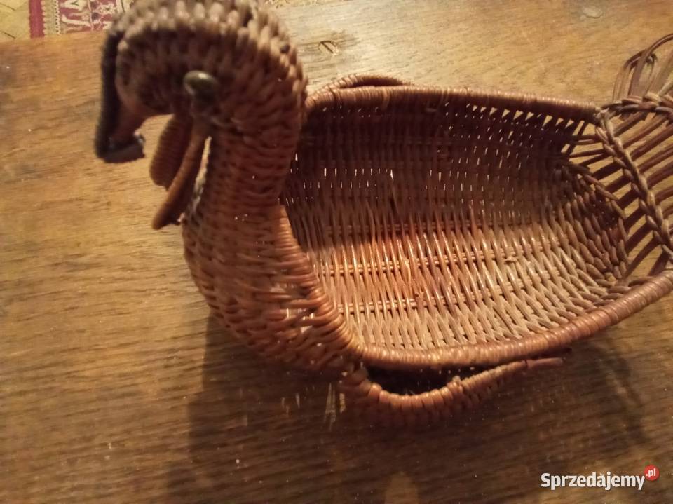 Koszyk wiklinowy indyk ręcznie robiony Vintage Warszawa