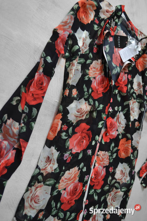 czarna koszula w kwiaty Guess XS 34 Bluzki i koszule Warszawa sprzedam