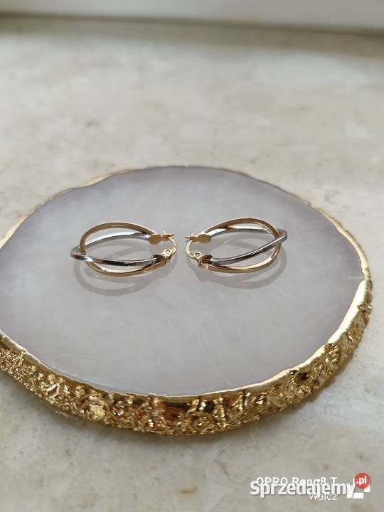 Złote Nowe kolczyki owalne podwójne wys26mmpr333 zachodniopomorskie Wałcz