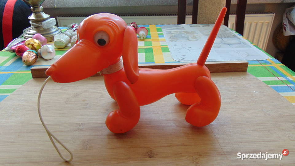 Zabawka z czasów PRL piesek pomarańczowy zozolek Białystok