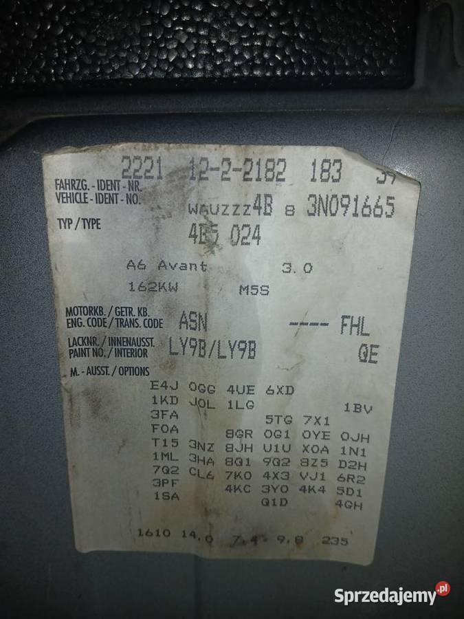 Audi a6 c5 sline kombi 2003r 30 v6 wszystkie czujnik parkowania Koszalin