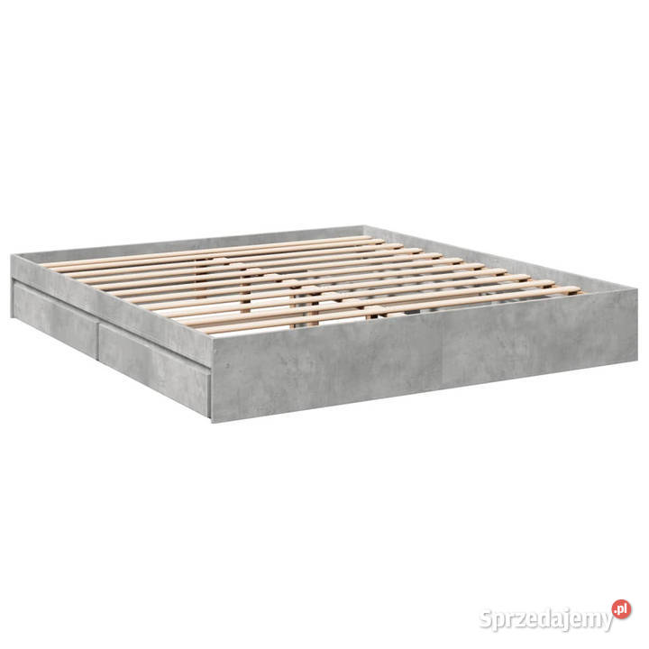 Rama łóżka z szufladami szarość betonu 180x200 Łóżka mazowieckie