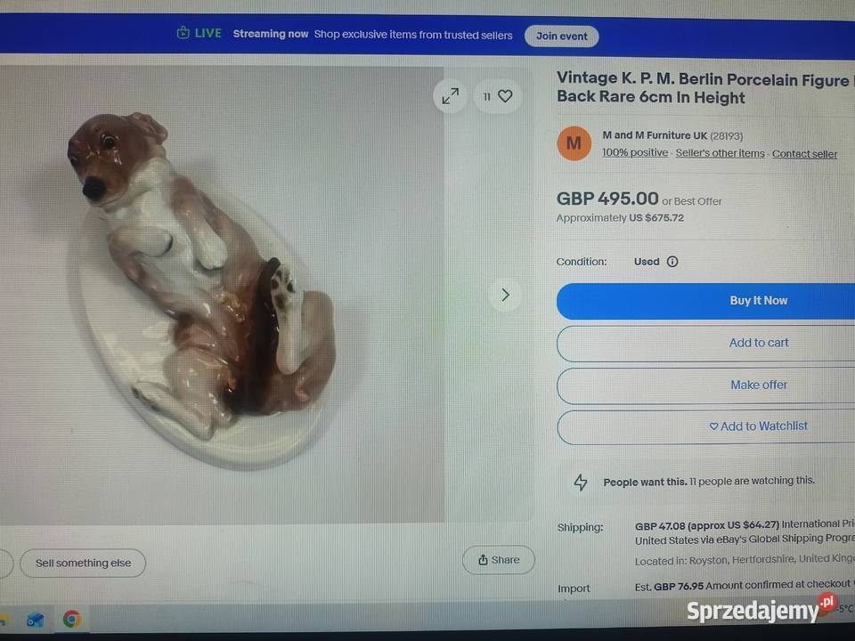 Porcelana figurka pies KPM Berlin kujawsko-pomorskie Bydgoszcz