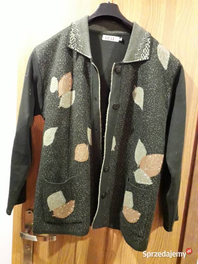 NIESPOTYKANY sweter z wzorem liści modny kolor Rozmiar 44(XXL) Spytkowice