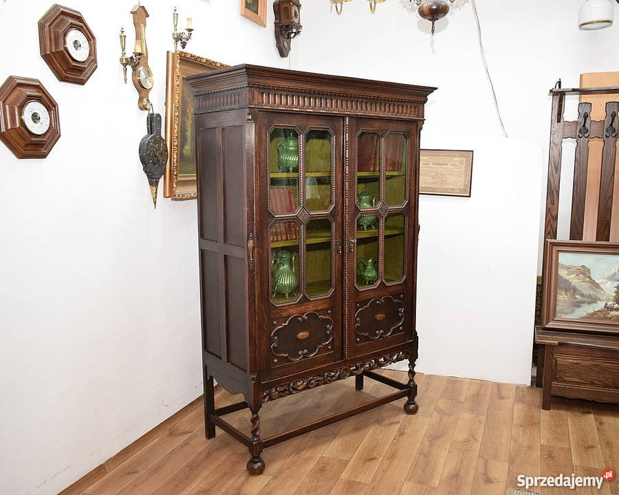 STARA DĘBOWA BIBLIOTEKA REGAŁ PÓŁKA BIBLIOTECZKA Świdnica