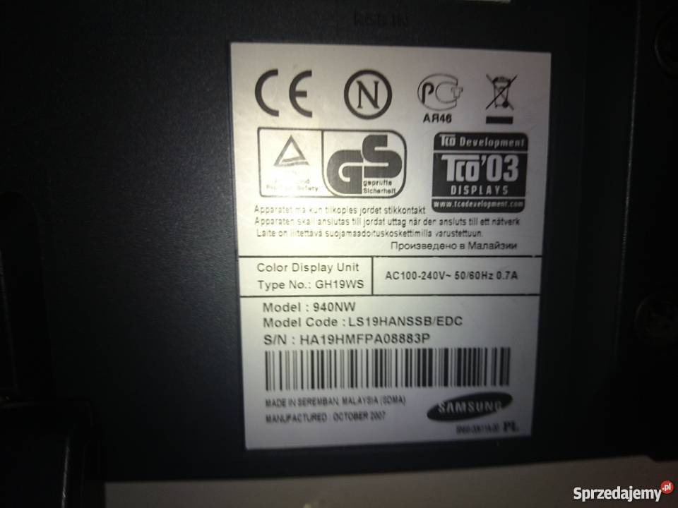 Samsung SyncMaster 940NW śląskie Chełm Śląski