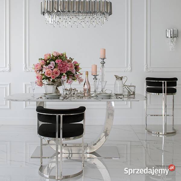 Krzesło glamour czarne półokrągłe na stalowych Warszawa