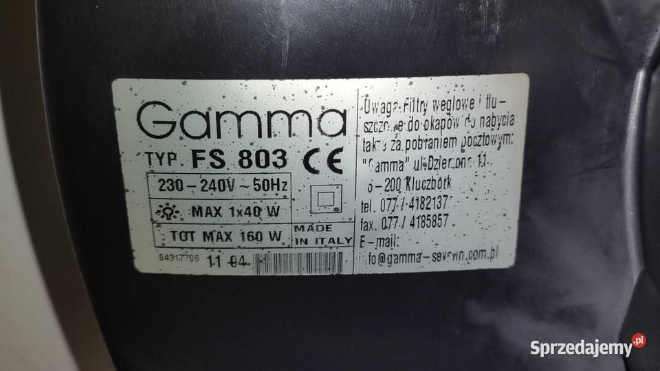 Okap kuchenny Gamma FS 803 z filtrem Bielsko-Biała