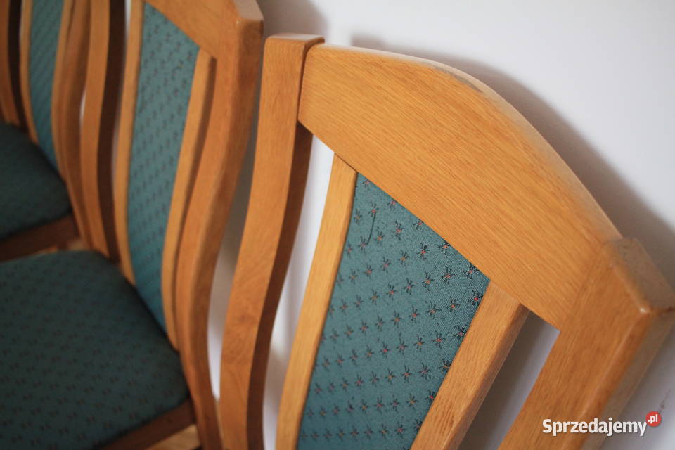 Stół jadalniasalon komplet krzeseł zielonych DĄB Pszczyna