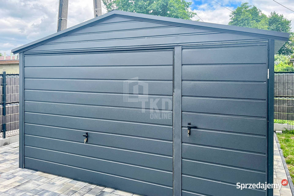 Garaż blaszany 4x6m Brama uchylna drzwi antracyt Siedlce