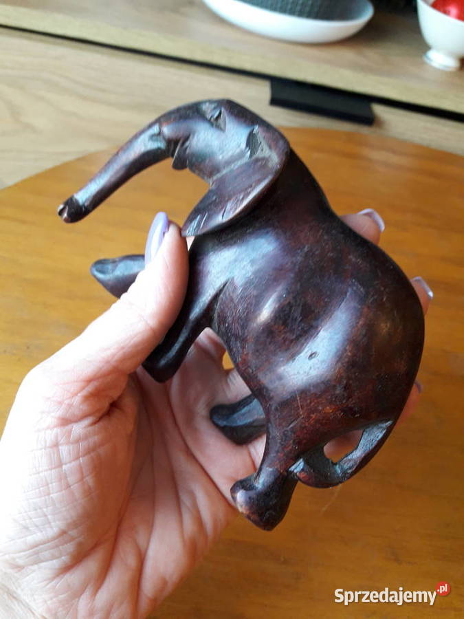 Świeczniki drewniane i słoń zestaw pamiątek z Gdynia