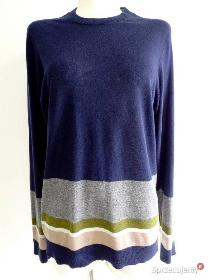 Sweter Wełniany Granatowy Crew Neck Pulower podlaskie Łomża